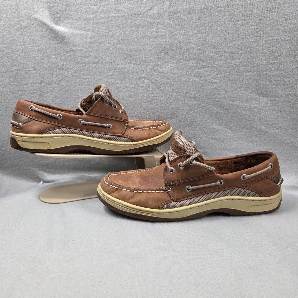 Sperry Boat Shoes Mens 11.5M Brown Good Leather Mesh Billfish Loafers 0799320